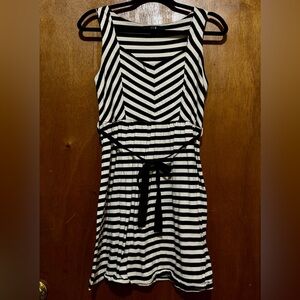 Forever 21 Black and White Striped Sleeveless Mini Dress